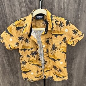 Tiny Whales Kids Tropical Button Down Shirt - Mustard Size 6